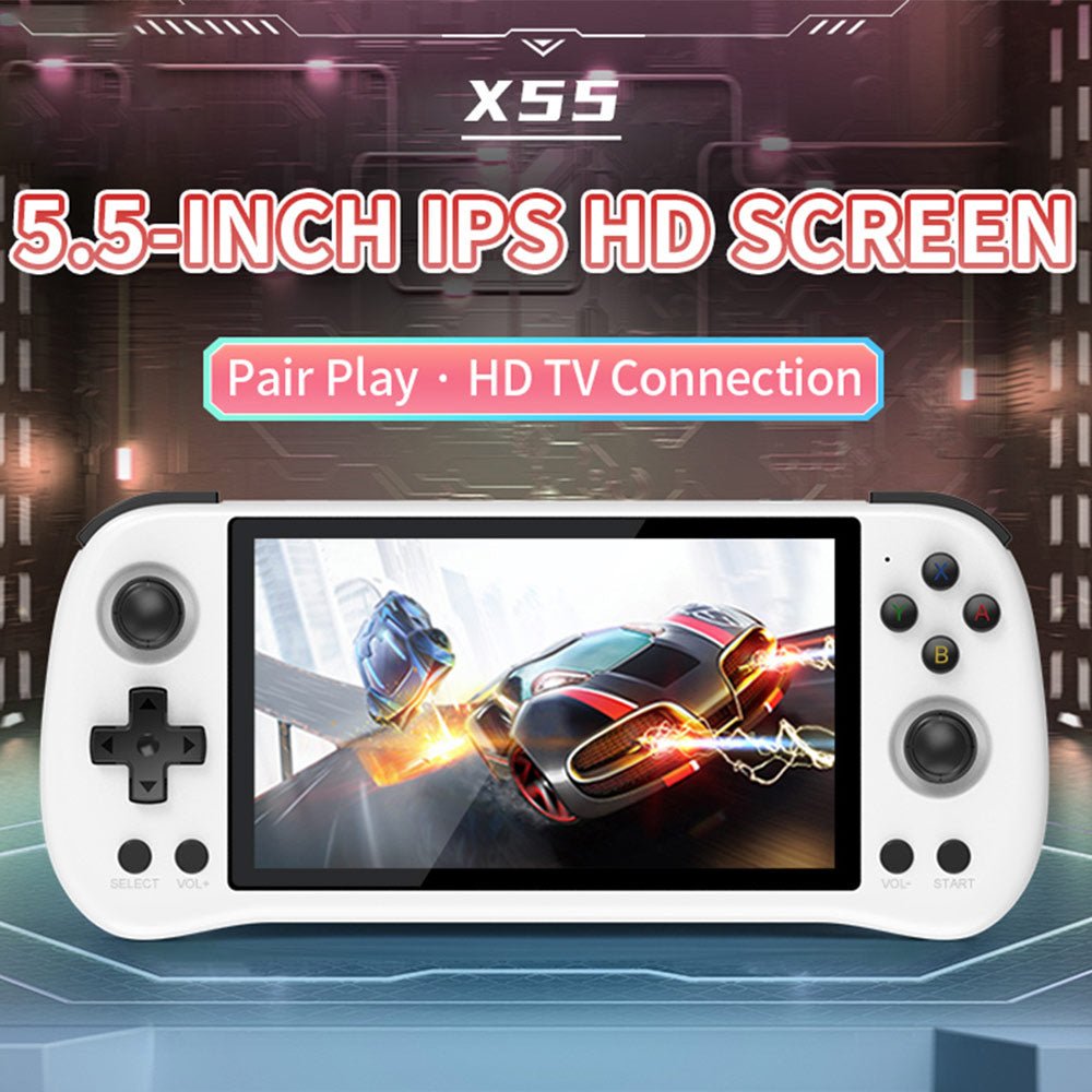 Handheld Game Console Powkiddy X55 with 5.5-Inch IPS RGB, 720x1280 resolution, 16GB+64GB or 16GB+128GB Options, 4000mAh Battery, Linux