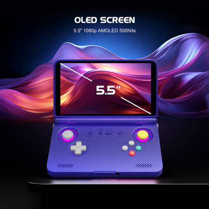 Handheld Game Console Retroid Pocket Flip 2 with 5.5-Inch AMOLED, 1080p @ 60fps, 128GB Options, 5000mAh Battery, Android 13