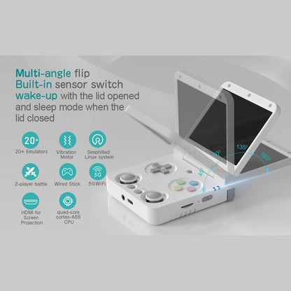 Handheld Game Console Miyoo Flip V2 Clamshell with 3.5-inch IPS, 128GB or 64GB stock-system card Options, 3000mAh Battery, HDMI