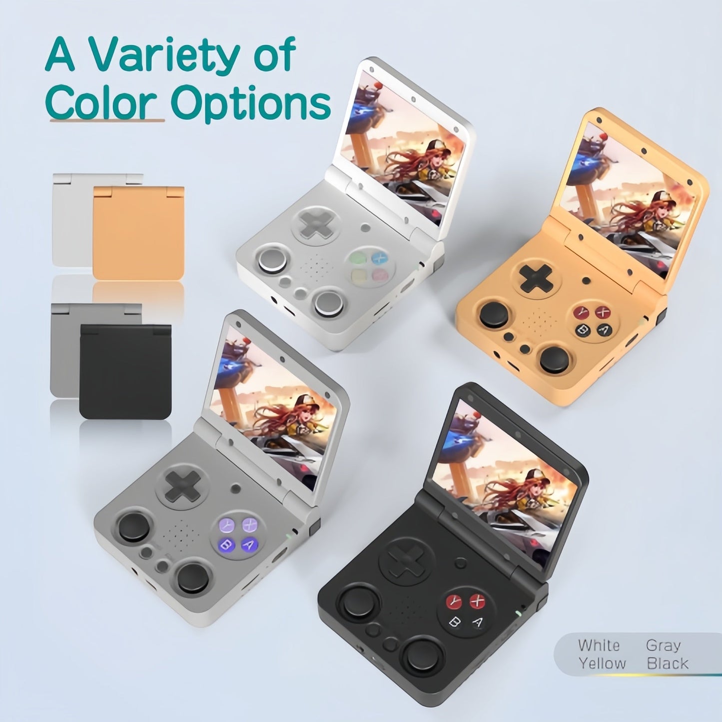 Handheld Game Console Miyoo Flip V2 Clamshell with 3.5-inch IPS, 128GB or 64GB stock-system card Options, 3000mAh Battery, HDMI