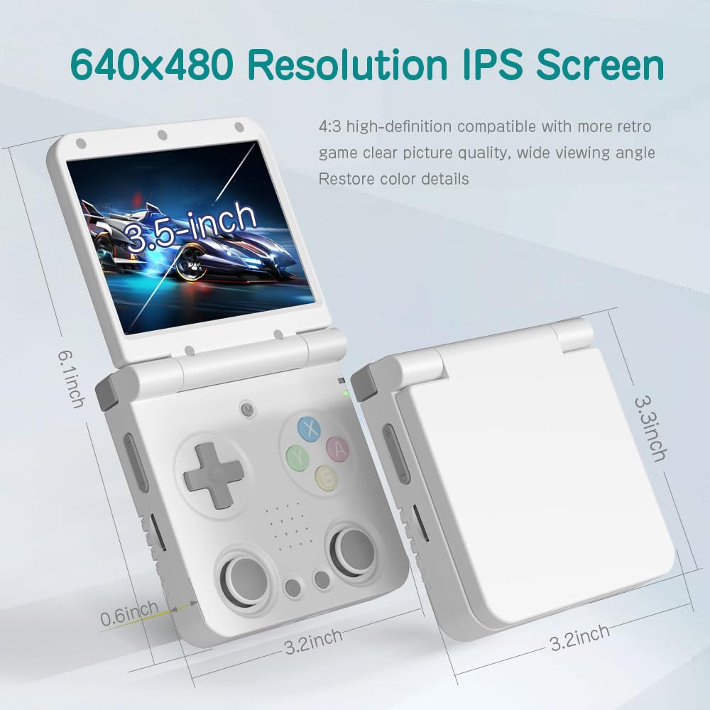 Handheld Game Console Miyoo Flip V2 Clamshell with 3.5-inch IPS, 128GB or 64GB stock-system card Options, 3000mAh Battery, HDMI