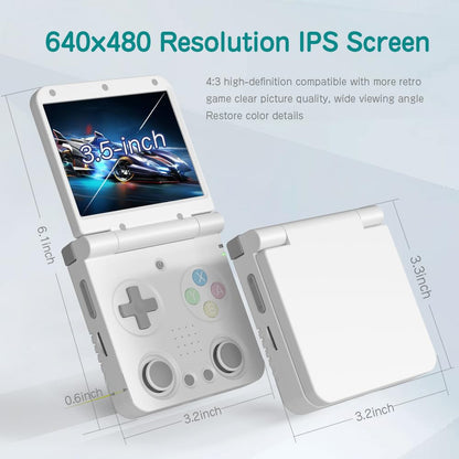 Handheld Game Console Miyoo Flip V2 Clamshell with 3.5-inch IPS, 128GB or 64GB stock-system card Options, 3000mAh Battery, HDMI