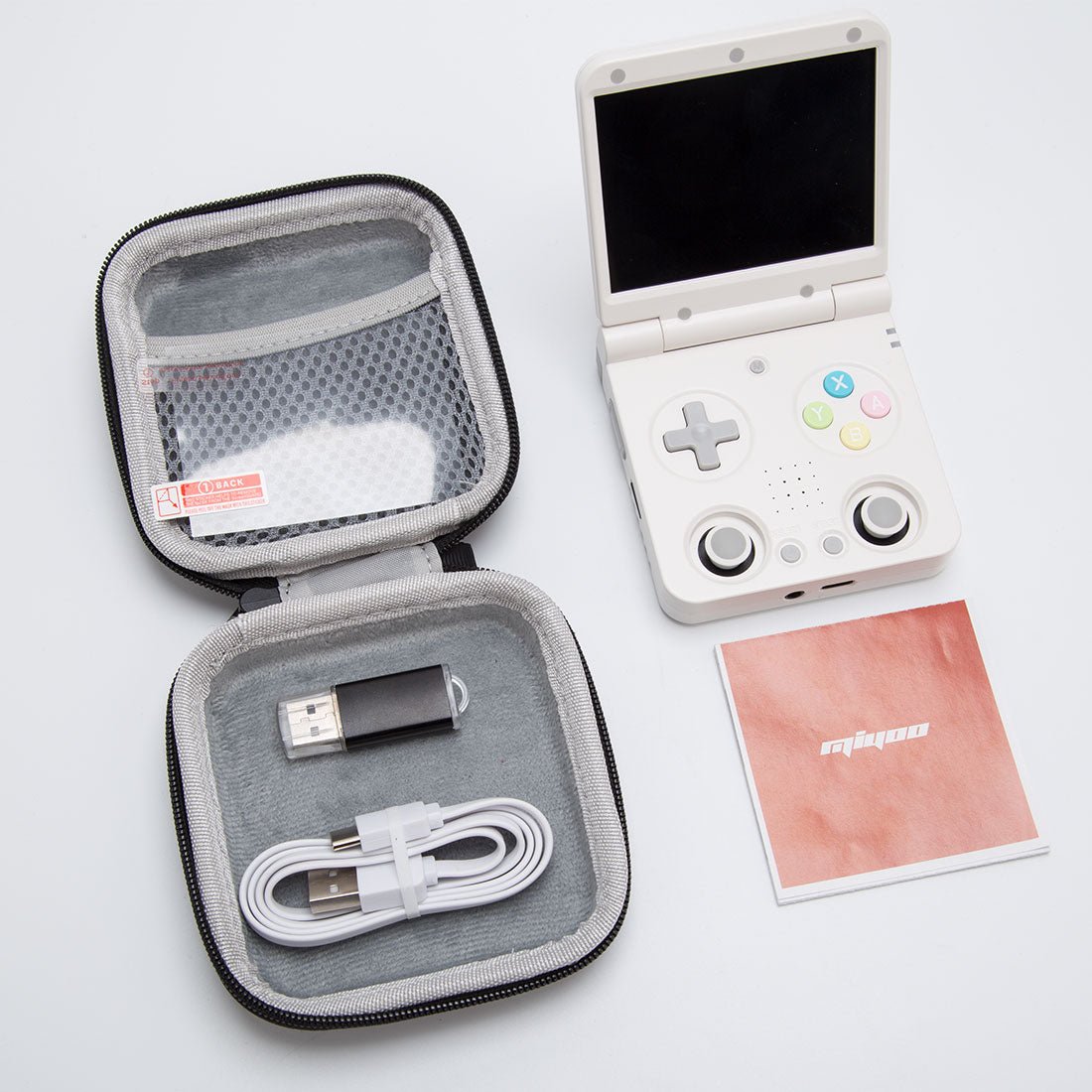 Handheld Game Console Miyoo Flip V2 Clamshell with 3.5-inch IPS, 128GB or 64GB stock-system card Options, 3000mAh Battery, HDMI