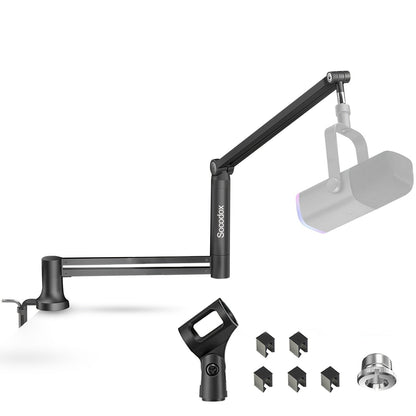 Adjustable Microphone Boom Stand shown in the Black option