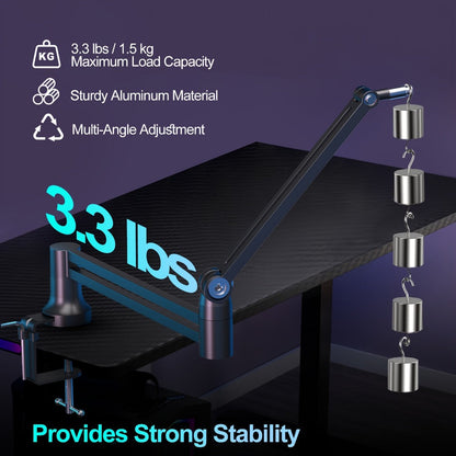Low-Profile Microphone Boom Arm, 360-Degree Foldable Desk Mount Stand detail image - detail view 10