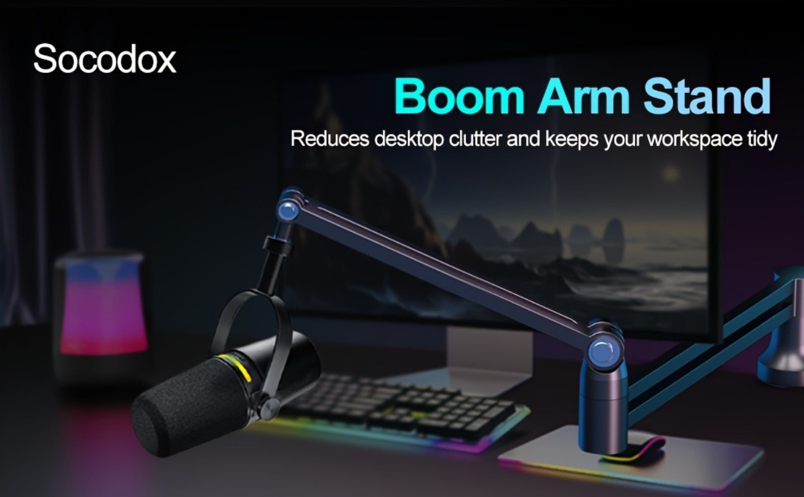 Low-Profile Microphone Boom Arm, 360-Degree Foldable Desk Mount Stand detail image - detail view 12