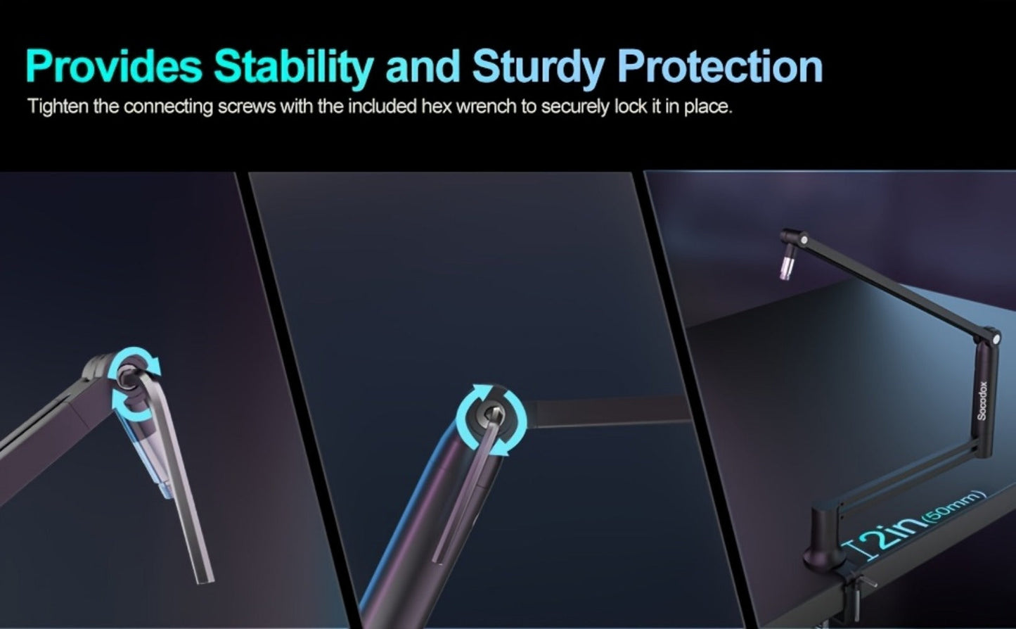 Low-Profile Microphone Boom Arm, 360-Degree Foldable Desk Mount Stand detail image - detail view 13