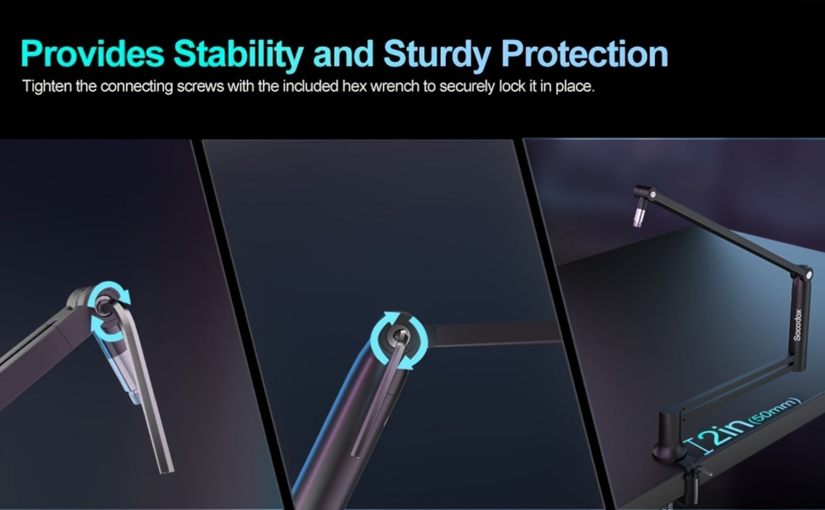 Low-Profile Microphone Boom Arm, 360-Degree Foldable Desk Mount Stand detail image - detail view 13