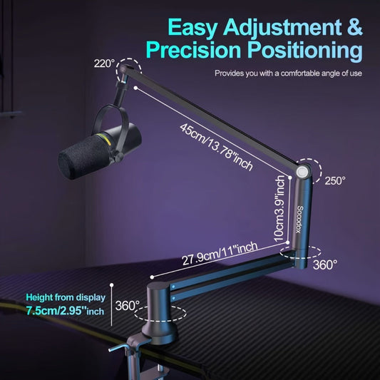 Low-Profile Microphone Boom Arm, 360-Degree Foldable Desk Mount Stand detail image