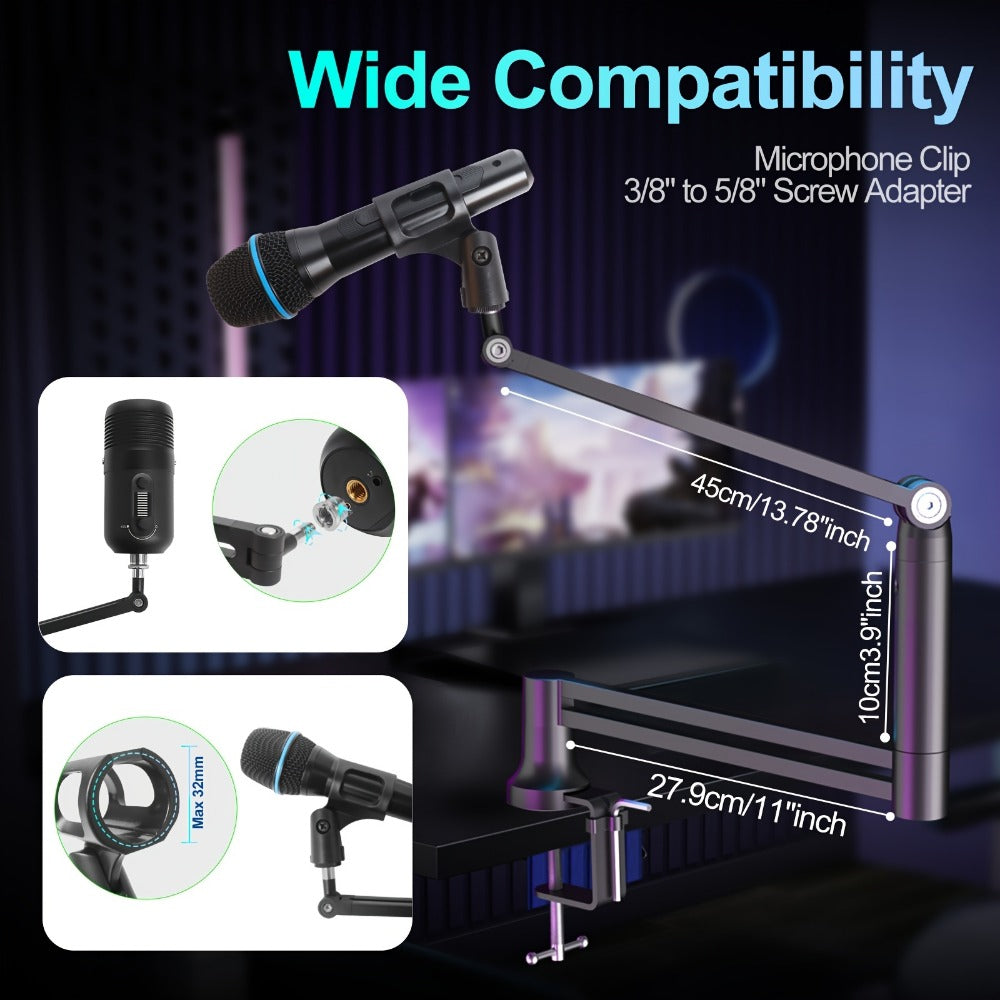 Low-Profile Microphone Boom Arm, 360-Degree Foldable Desk Mount Stand detail image - detail view 8