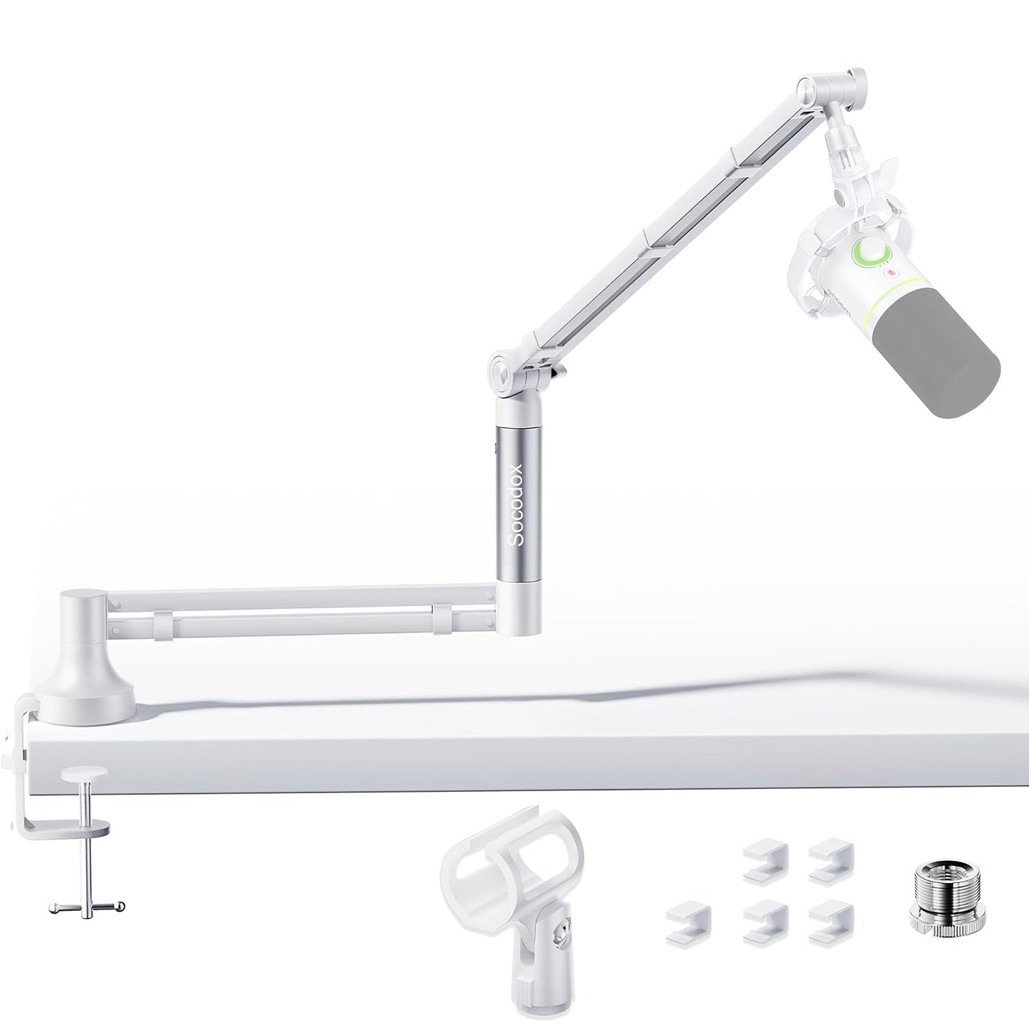 Adjustable Microphone Boom Stand shown in the White option