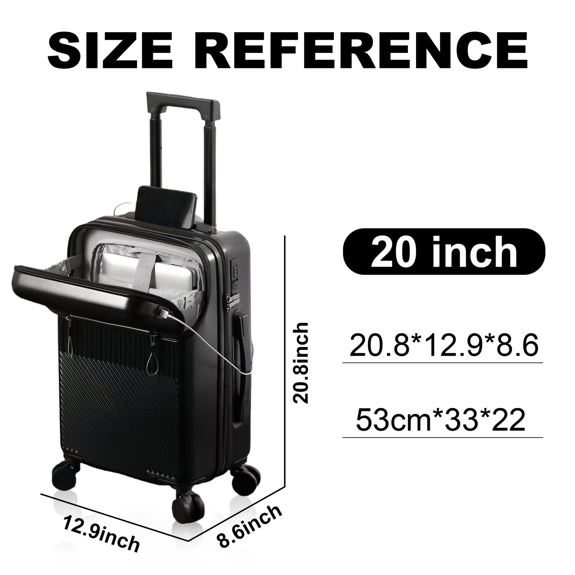 Luggage Set – 20 Inch, Hardshell, USB Charging, TSA Lock – detail view 11