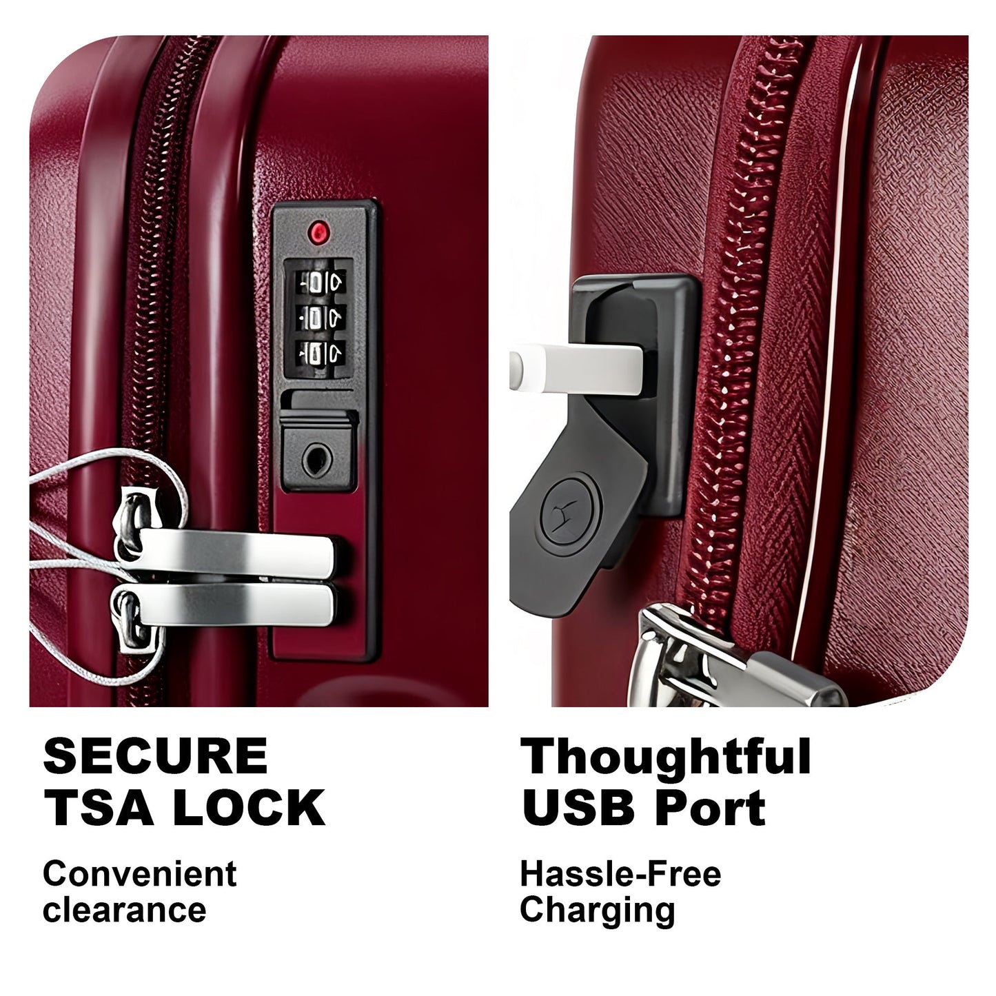 Luggage Set – 20 Inch, Hardshell, USB Charging, TSA Lock – detail view 25