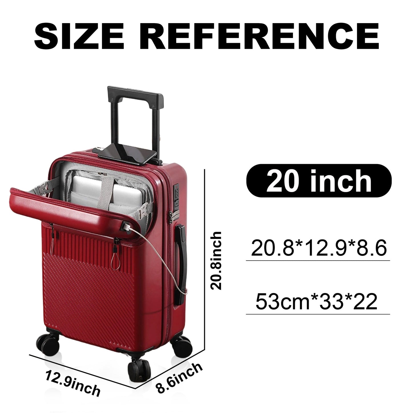 Luggage Set – 20 Inch, Hardshell, USB Charging, TSA Lock – detail view 26