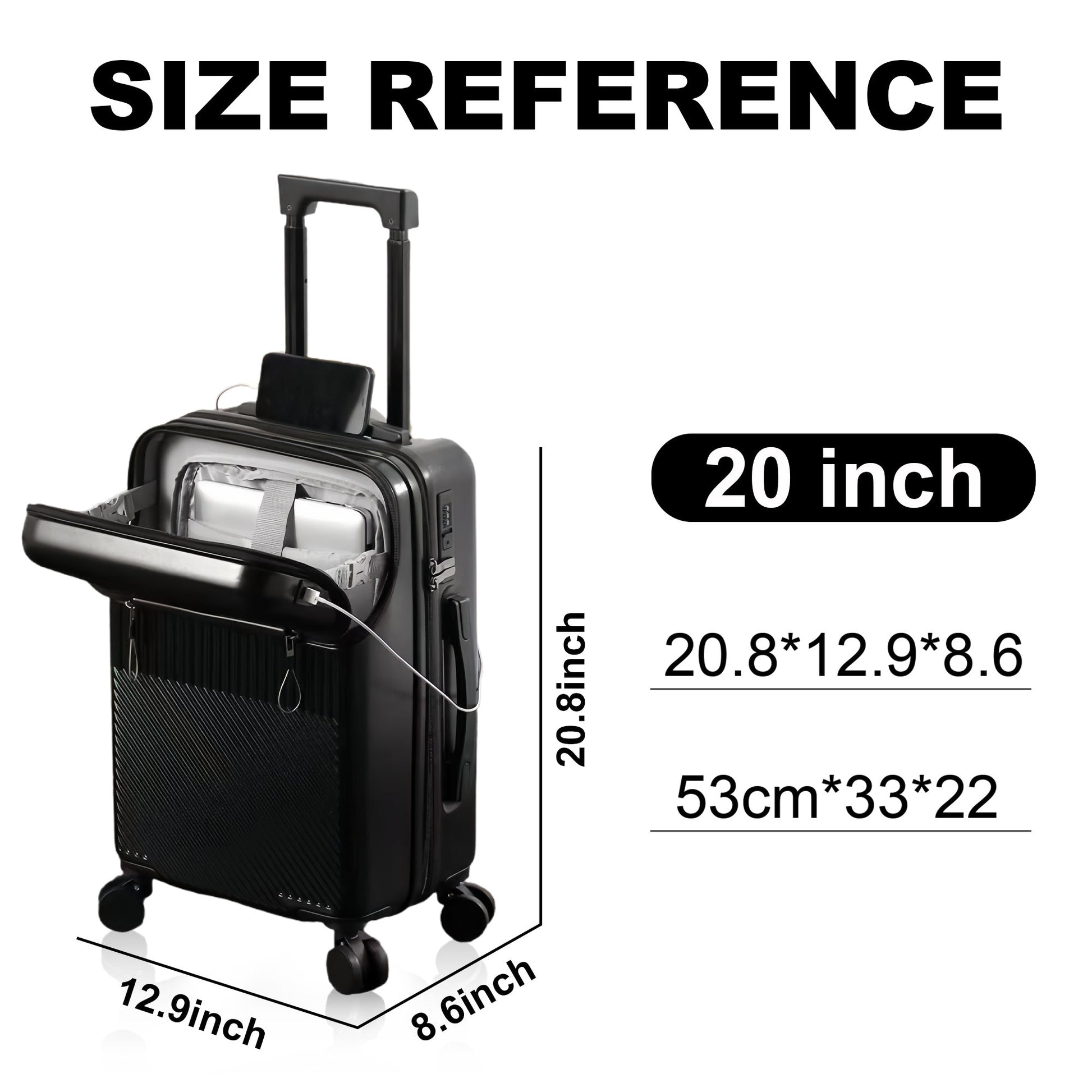 Luggage Set – 20 Inch, Hardshell, USB Charging, TSA Lock – detail view 32