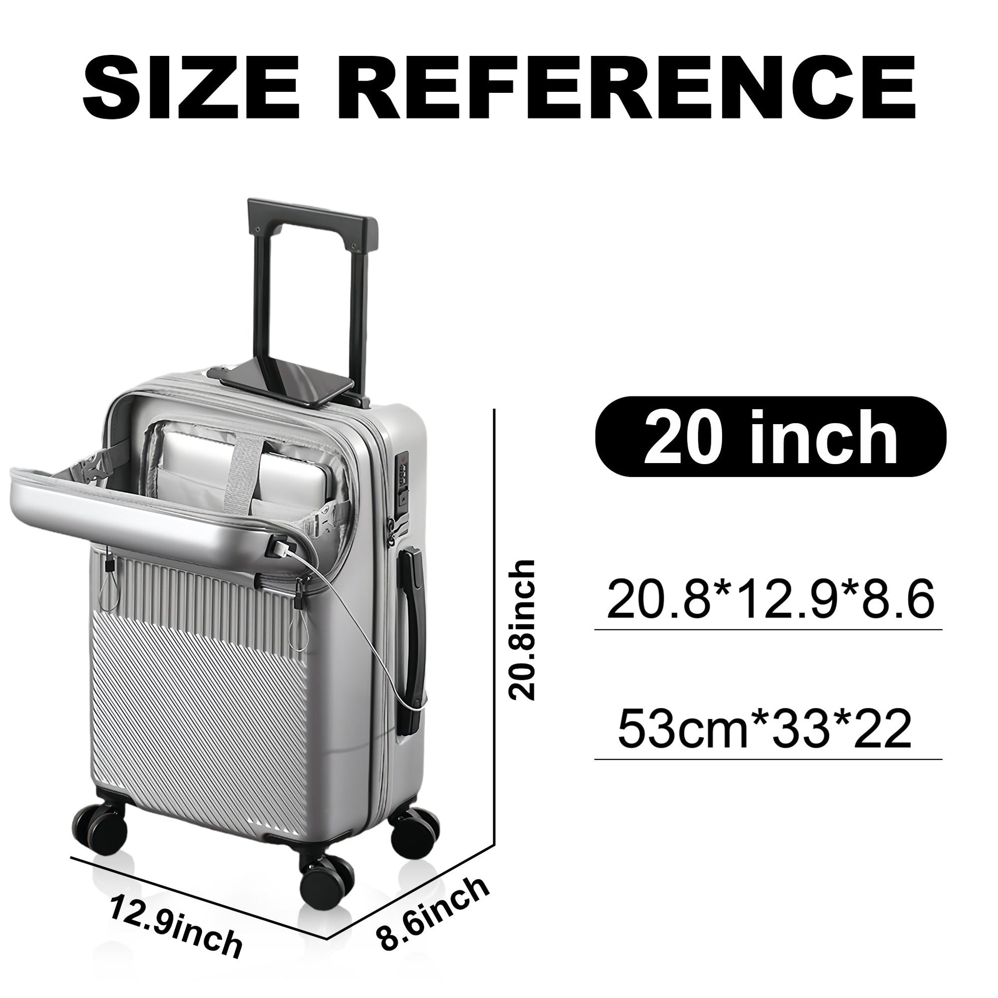 Luggage Set – 20 Inch, Hardshell, USB Charging, TSA Lock – detail view 38