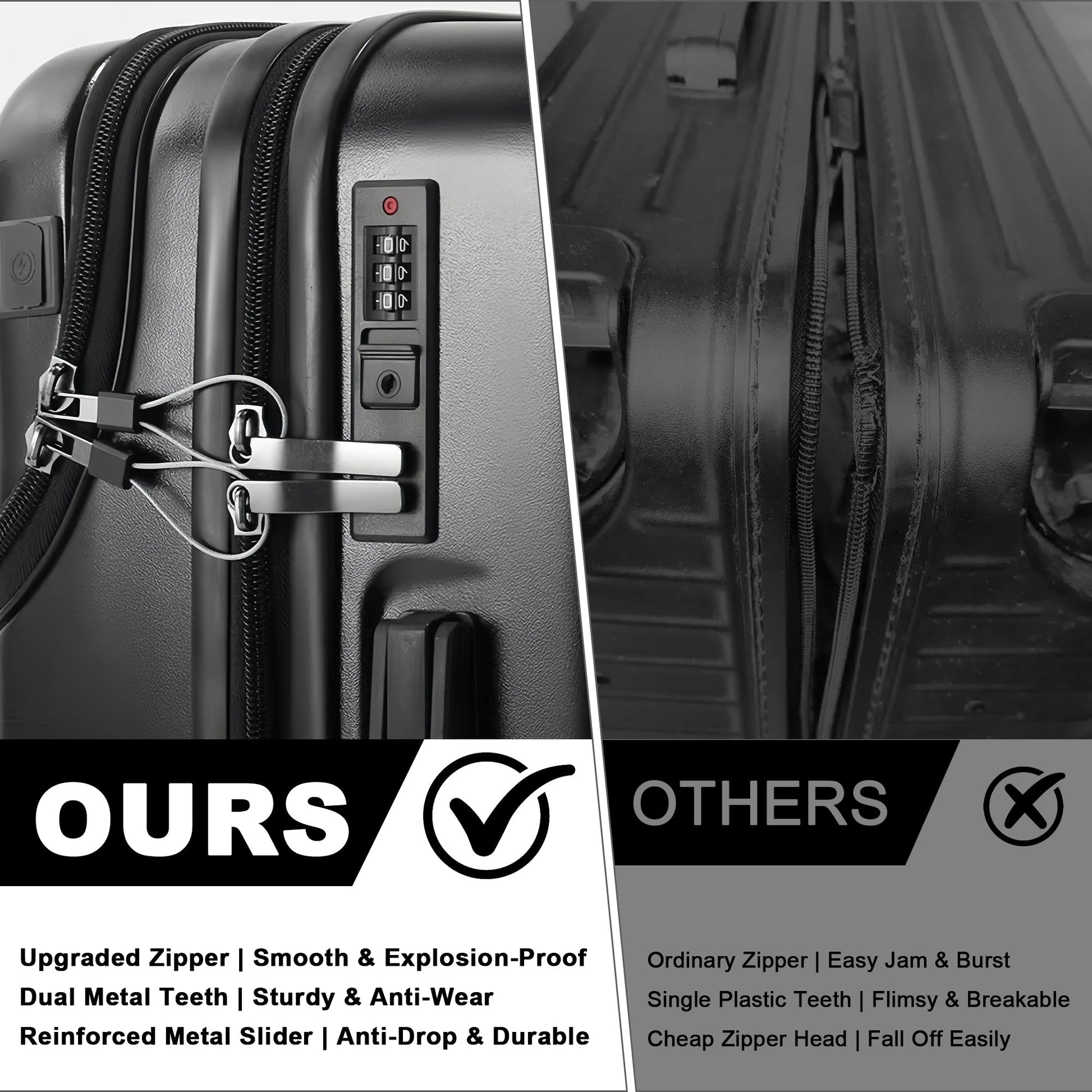 Luggage Set – 20 Inch, Hardshell, USB Charging, TSA Lock – detail view 3