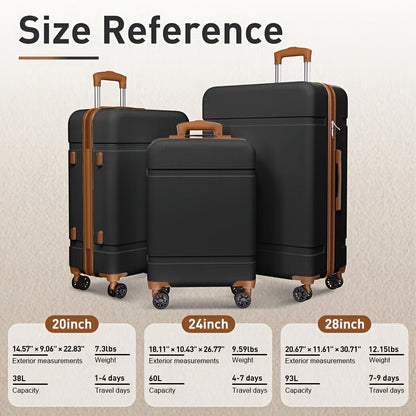 Luggage Set – 3 Piece, 28 Inch, ABS Hardshell, Spinner Wheels – detail view 3