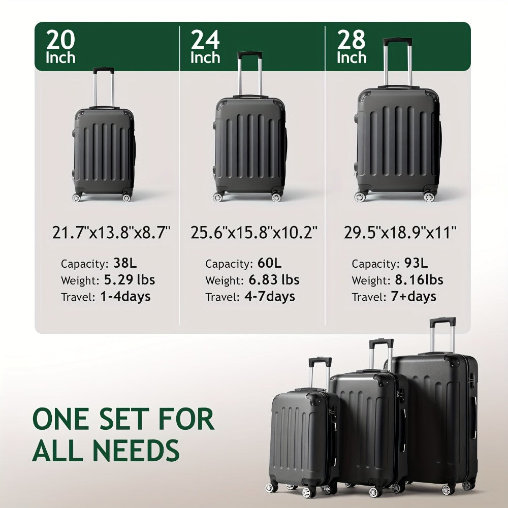 Luggage Set – 3 Piece, 28 Inch, Hardshell, TSA Lock – detail view 3