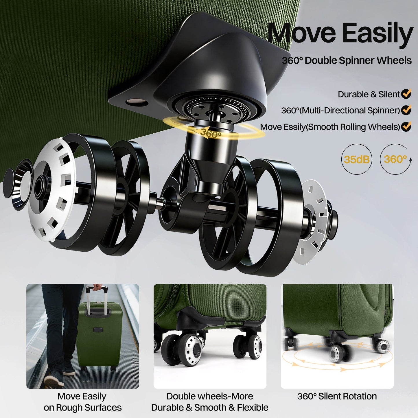 Luggage Set – 3 Piece, 34 Inch, Spinner Wheels, Combination Lock – detail view 24