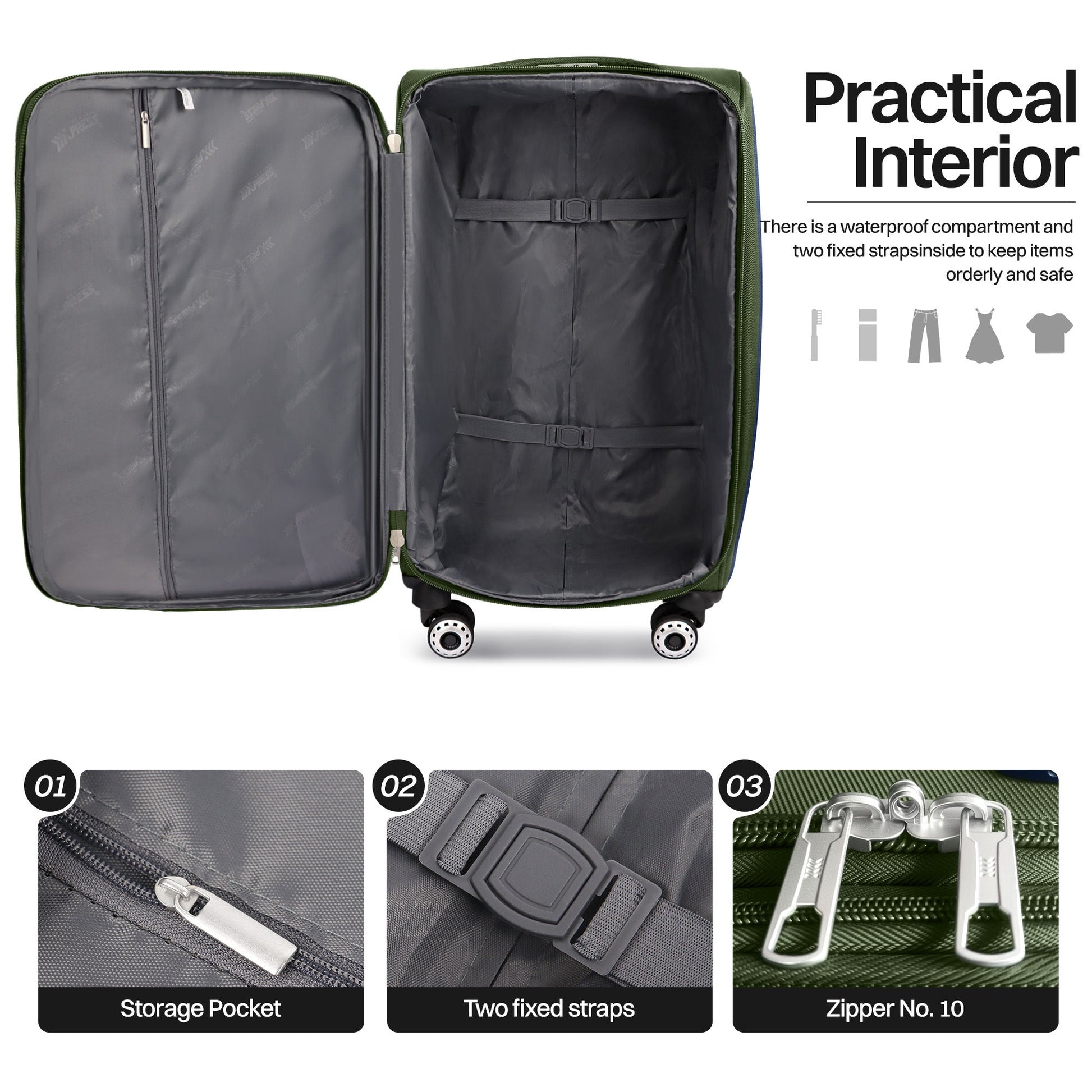 Luggage Set – 3 Piece, 34 Inch, Spinner Wheels, Combination Lock – detail view 26