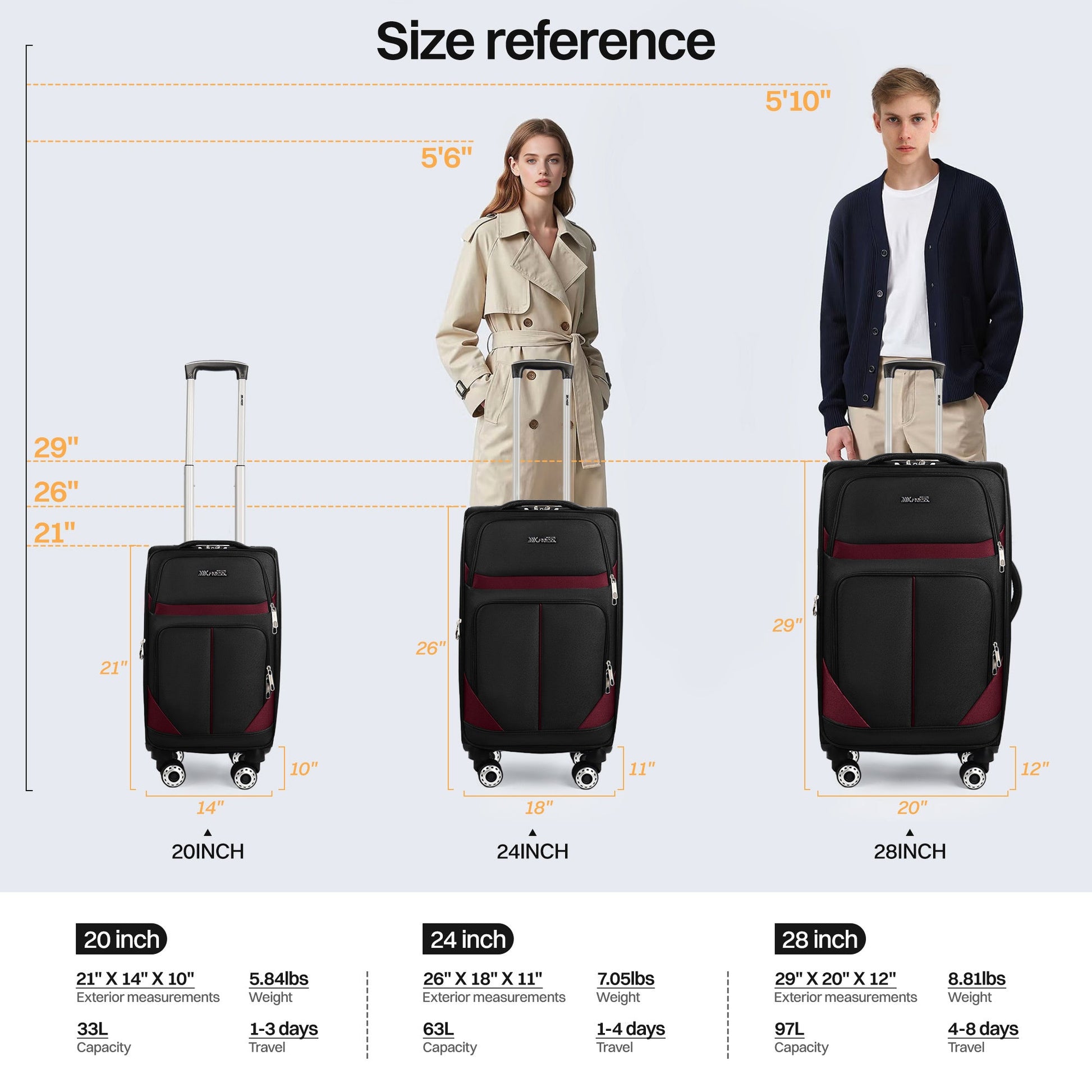 Luggage Set – 3 Piece, 34 Inch, Spinner Wheels, Combination Lock – detail view 32