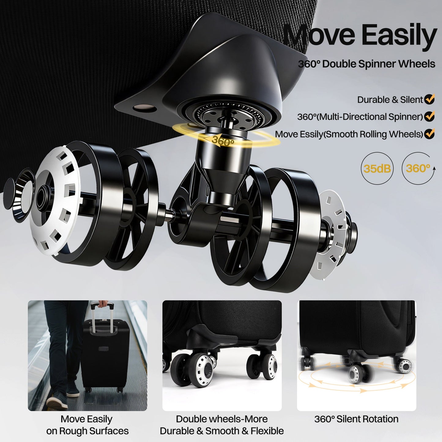 Luggage Set – 3 Piece, 34 Inch, Spinner Wheels, Combination Lock – detail view 33