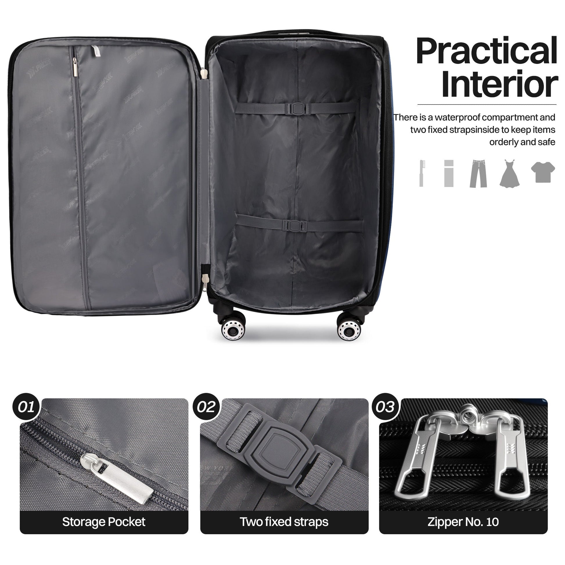 Luggage Set – 3 Piece, 34 Inch, Spinner Wheels, Combination Lock – detail view 35
