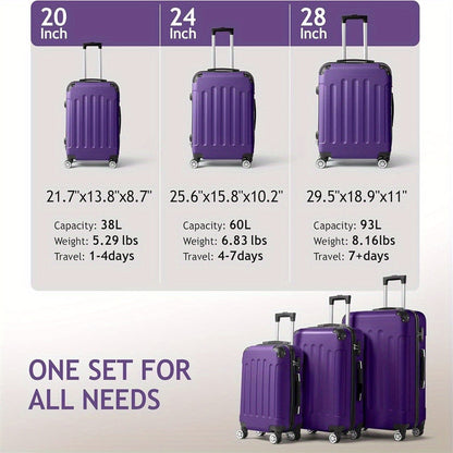 Luggage Set – 3-Piece, ABS Hardshell, TSA Lock, Spinner Wheels – detail view 11