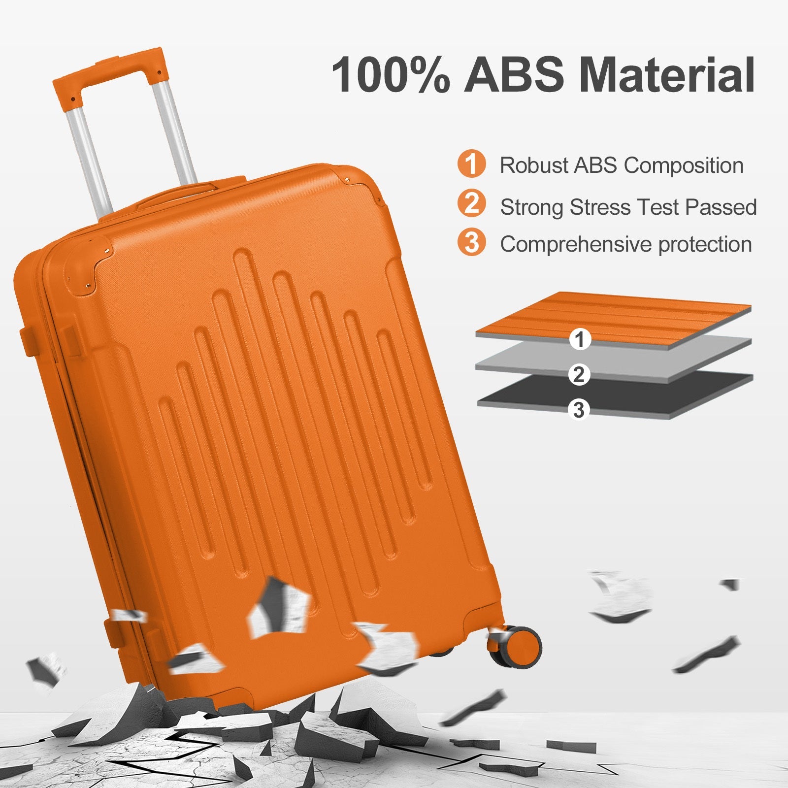 Luggage Set – 3-Piece, Hardshell, TSA Lock, Lightweight – detail view 4