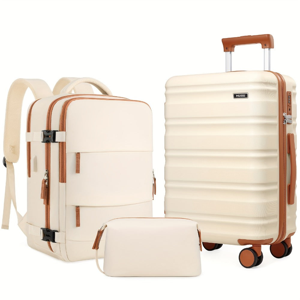 Luggage Set – 3 Piece, Hardshell, TSA Lock, Spinner Wheels – front view