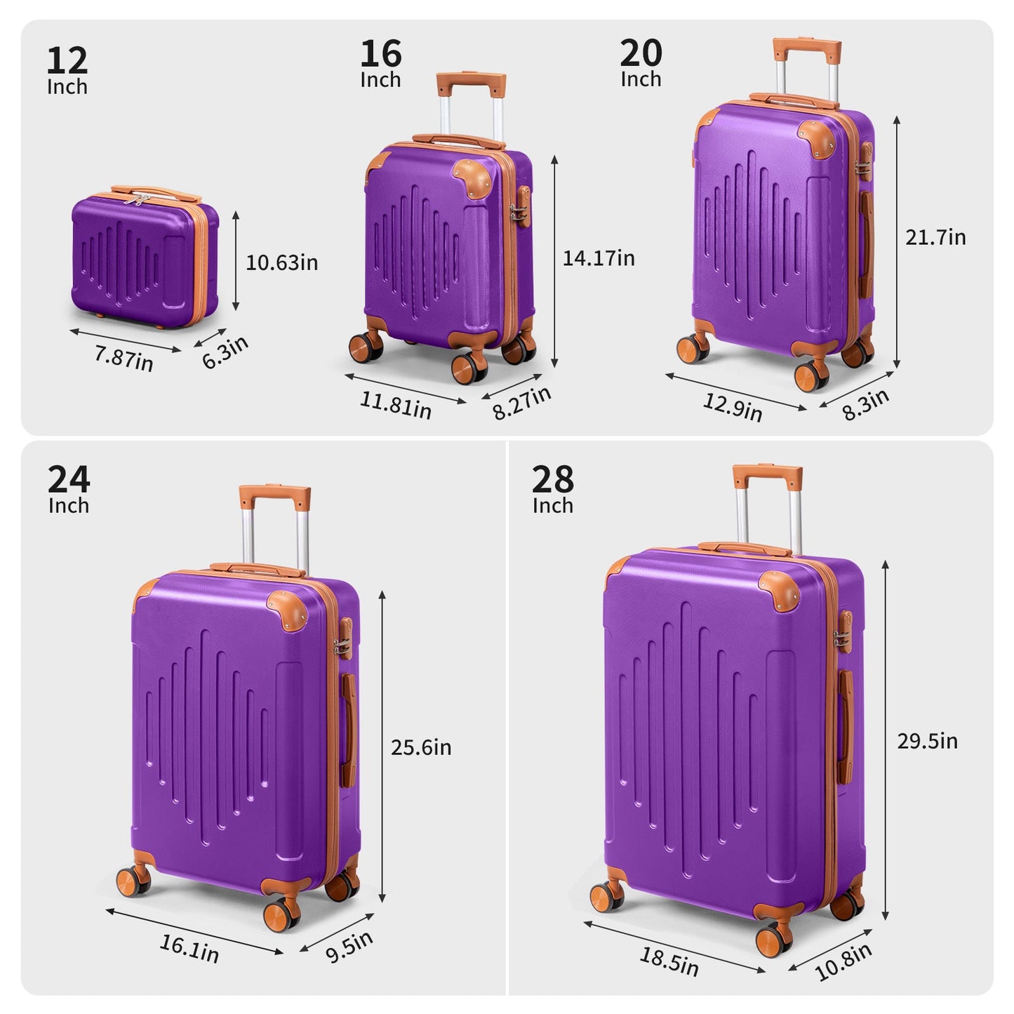 Luggage Set – 5 Piece, 28 Inch, Hardshell, Lightweight – detail view 10