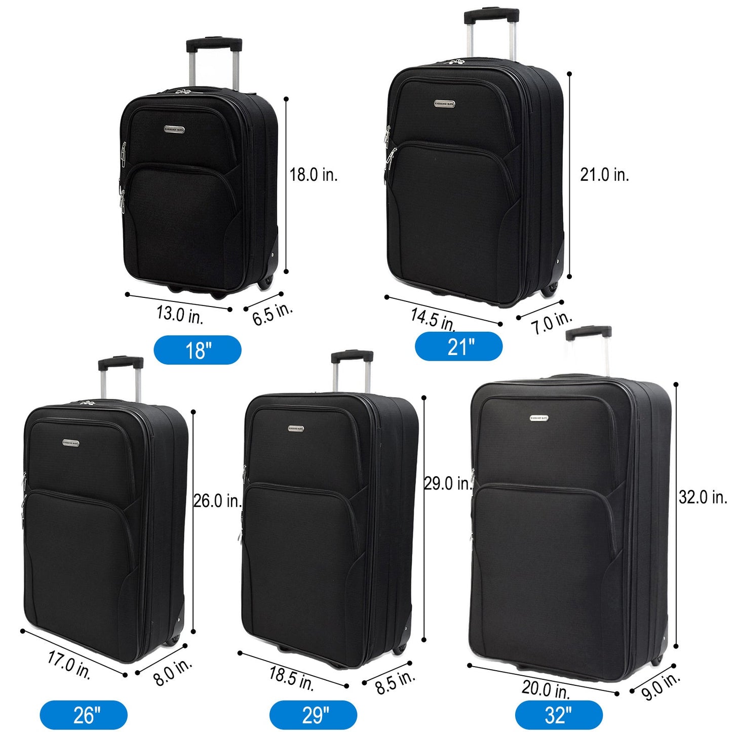 Luggage Set – 5 Piece, Expandable, Lightweight, for Travel – detail view 13