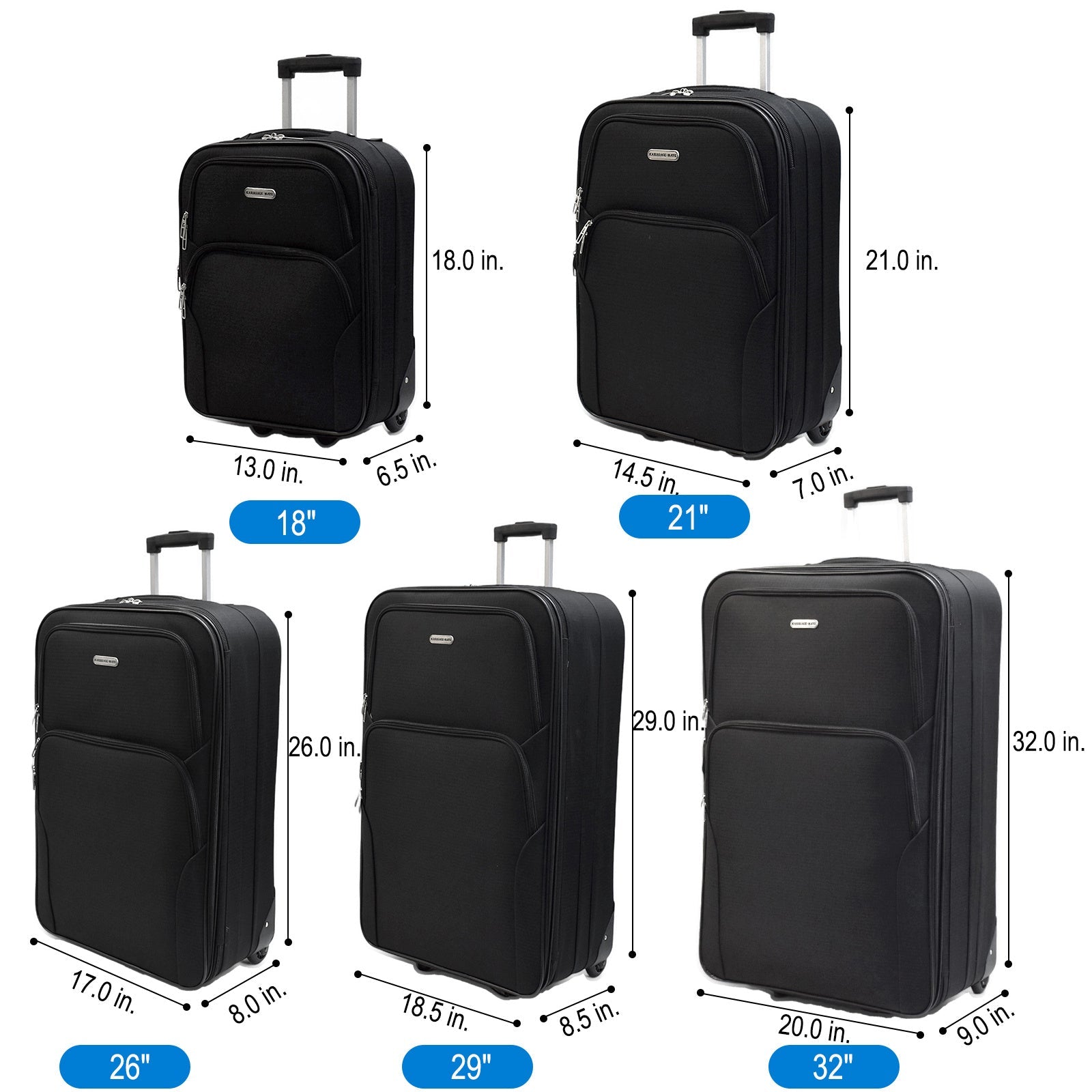 Luggage Set – 5 Piece, Expandable, Lightweight, for Travel – detail view 13