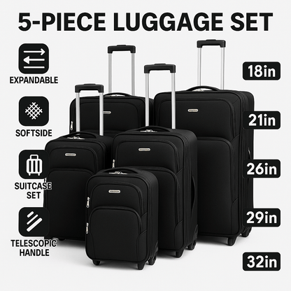 Luggage Set – 5 Piece, Expandable, Lightweight, for Travel – detail view 16