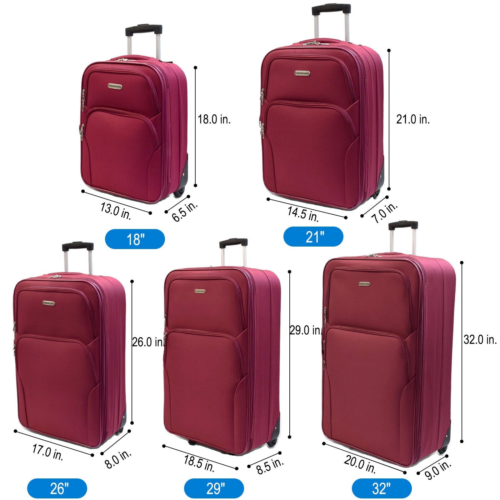 Luggage Set – 5 Piece, Expandable, Lightweight, for Travel – detail view 4