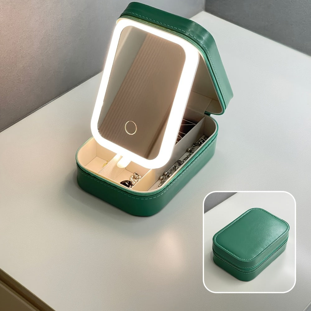 Makeup Bag - Travel with LED Mirror Jewelry Box Portable Rechargeable 3 Color - product detail view 7