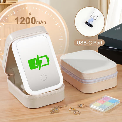 Makeup Bag - Travel with LED Mirror Jewelry Box Portable Rechargeable 3 Color - product detail view 9