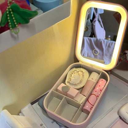 Makeup Bag - Travel with LED Mirror Jewelry Box Portable Rechargeable 3 Color - product detail view 10