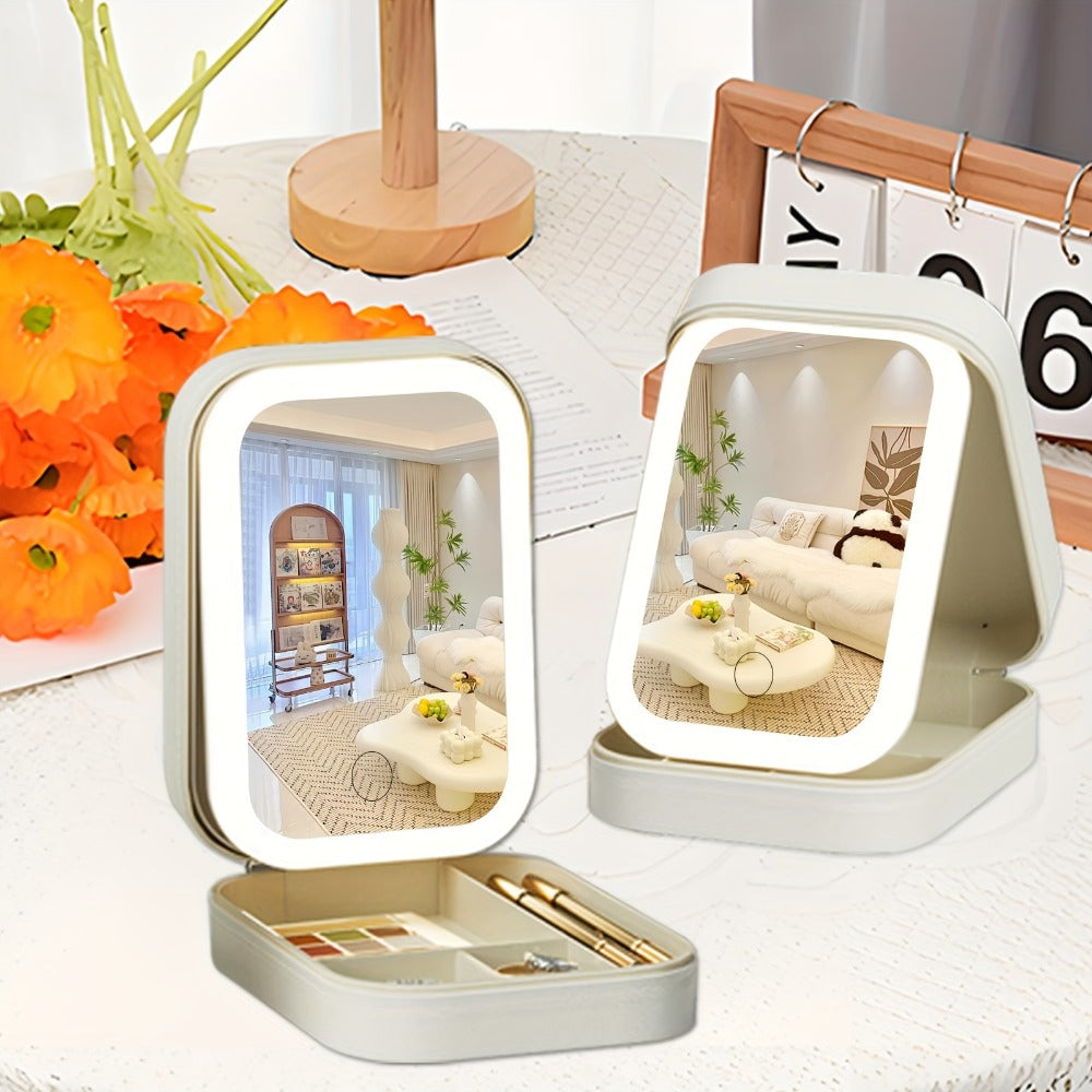 Makeup Bag - Travel with LED Mirror Jewelry Box Portable Rechargeable 3 Color - product detail view 11