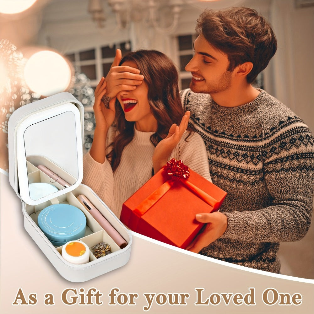 Makeup Bag - Travel with LED Mirror Jewelry Box Portable Rechargeable 3 Color - product detail view 13
