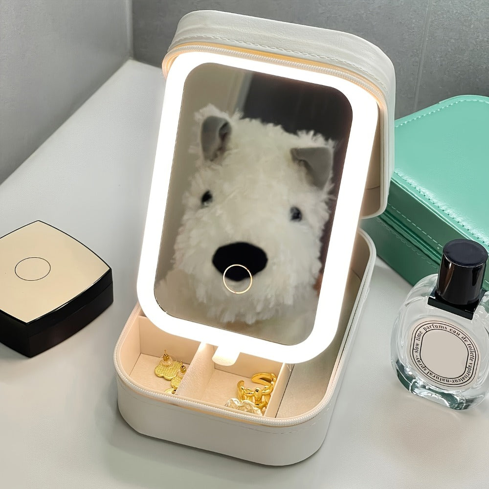 Makeup Bag - Travel with LED Mirror Jewelry Box Portable Rechargeable 3 Color - product detail view 15