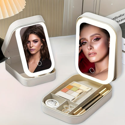 Makeup Bag - Travel with LED Mirror Jewelry Box Portable Rechargeable 3 Color - product detail view 16