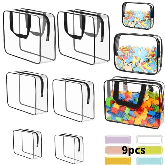 Travel Makeup Bag – 10 Piece, Clear, Transparent, Waterproof – front view