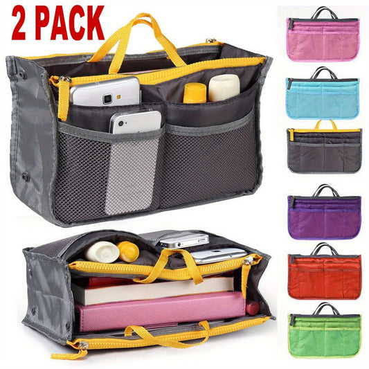 Travel Makeup Bag – 2 Pack, 13 Pockets, for Travel – front view
