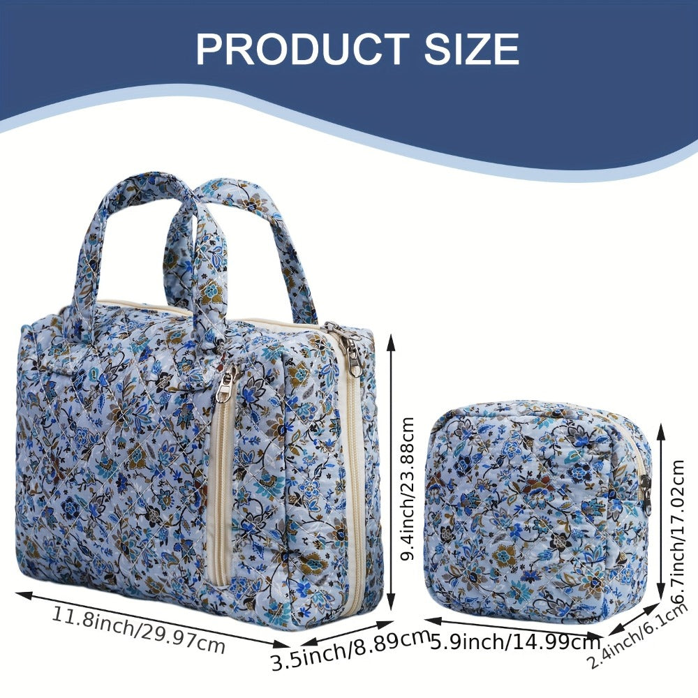 Travel Makeup Bag – 2-Piece, Quilted, for Everyday Use – alternate view