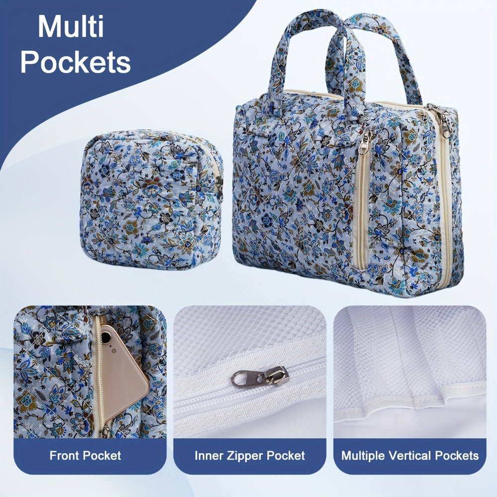 Travel Makeup Bag – 2-Piece, Quilted, for Everyday Use – detail view 4