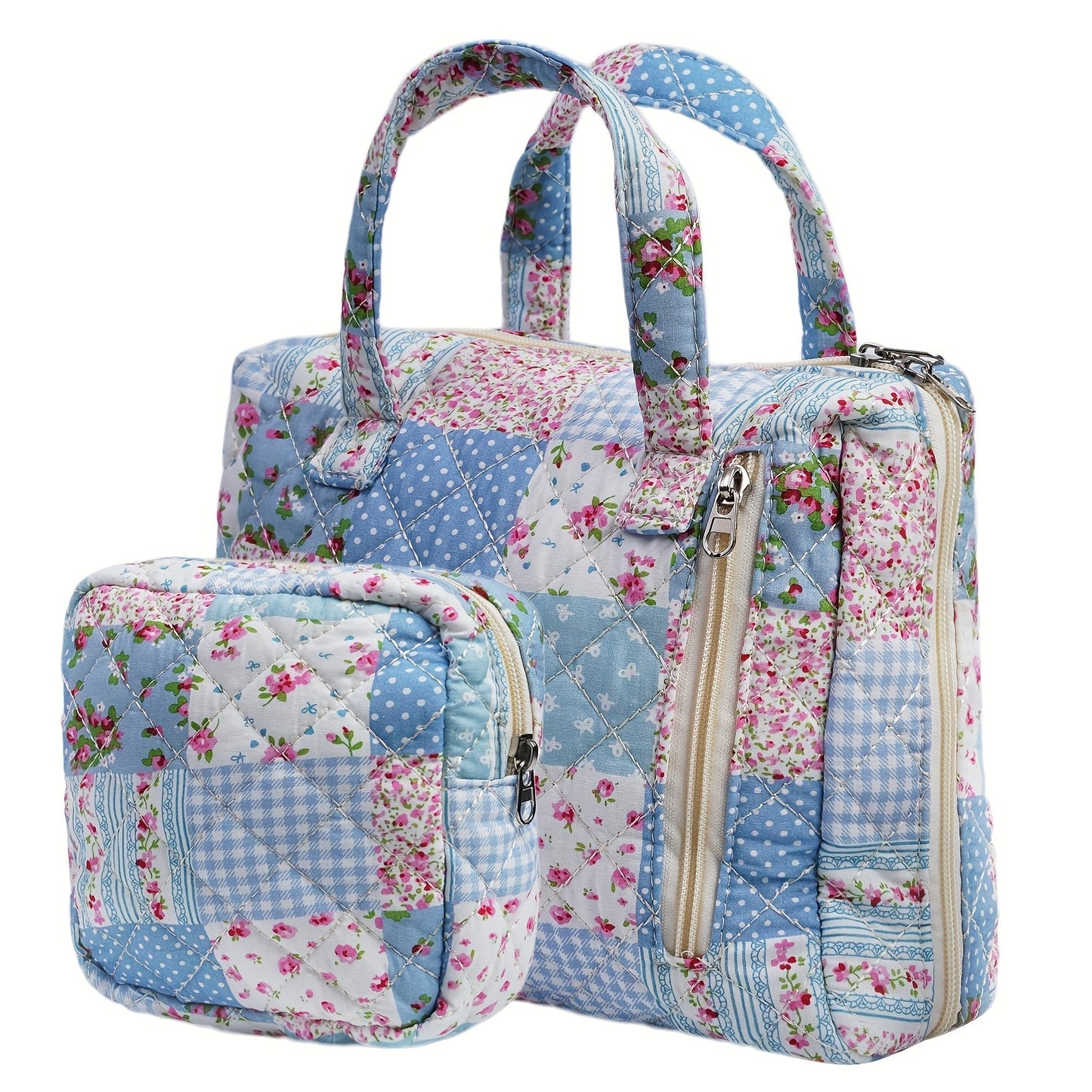 Travel Makeup Bag – 2-Piece, Quilted, for Everyday Use – detail view 11