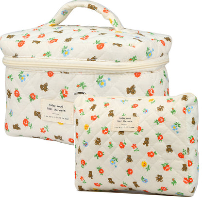 Travel Makeup Bag – 2-Piece, Quilted, Large Capacity, for Travel – detail view 19