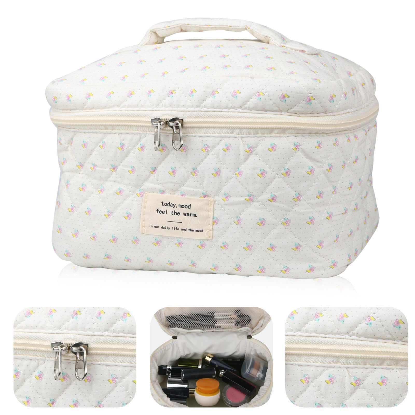 Travel Makeup Bag – 2-Piece, Quilted, Large Capacity, for Travel – detail view 10